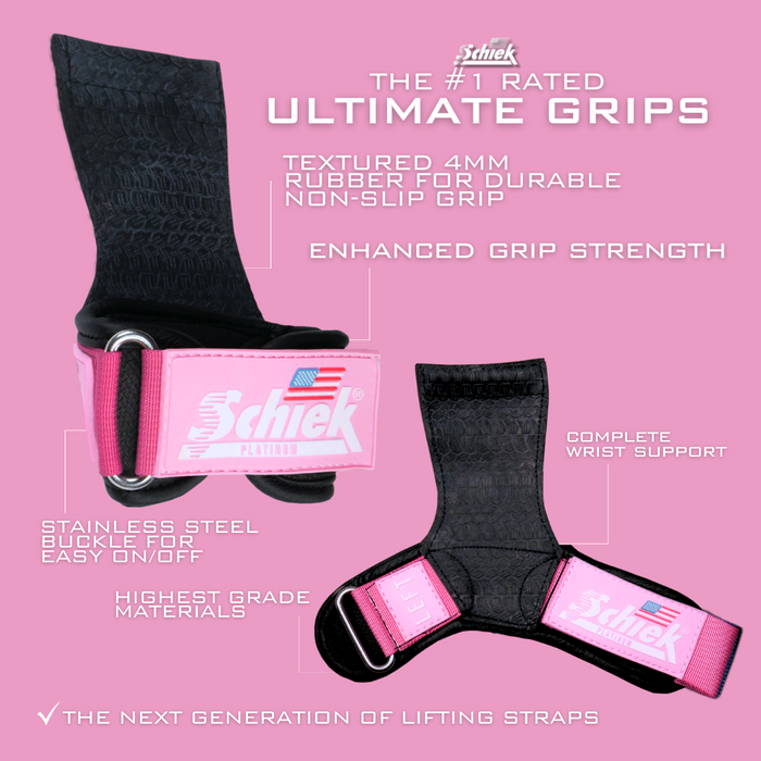 Schiek Model 1907 Platinum Edition Ultimate Grips – 3-in-1 Lifting Straps, Grip Pads & Wrist Support (Multiple Colors Available)