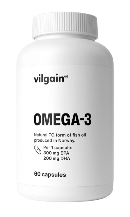 Vilgain Omega 3 60 Caps – Premium Fish Oil for Brain, Heart, and Eye Health