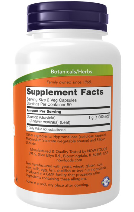 NOW Foods Graviola, 500mg - 100 vcaps - Health and Wellbeing at MySupplementShop by NOW Foods