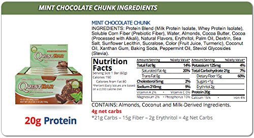 Quest Nutrition Bar 12x60g Mint Chocolate Chunk - Sports Nutrition at MySupplementShop by Quest Nutrition