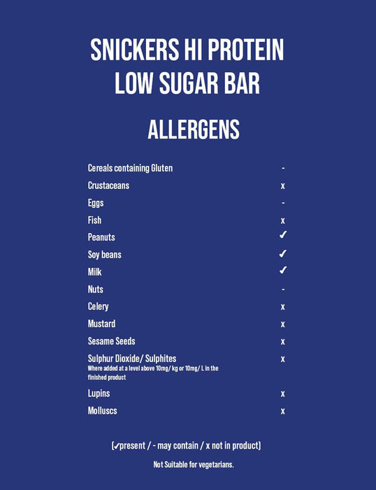 Snickers Low Sugar Snickers Hi-Protein Bar 12x57g - Protein Bar at MySupplementShop by Mars