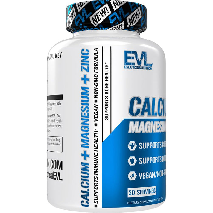 EVLution Nutrition Calcium + Magnesium + Zinc - 60 tablets - Vitamins, Minerals & Supplements at MySupplementShop by EVLution Nutrition