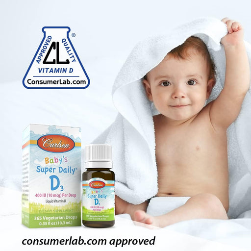 Carlson Labs Baby's Super Daily D3, 400 IU - 2.54ml 90 Drops - Sports Drink at MySupplementShop by Carlson Labs