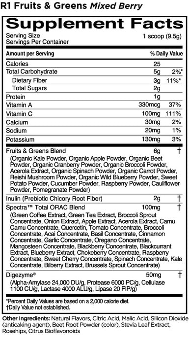 Rule One Fruits &greens, Mixed Berry 195g - Combination Multivitamins & Minerals at MySupplementShop by Rule One