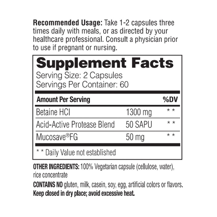 Enzymedica Betaine HCl - 120 caps - Nutritional Supplement at MySupplementShop by Enzymedica