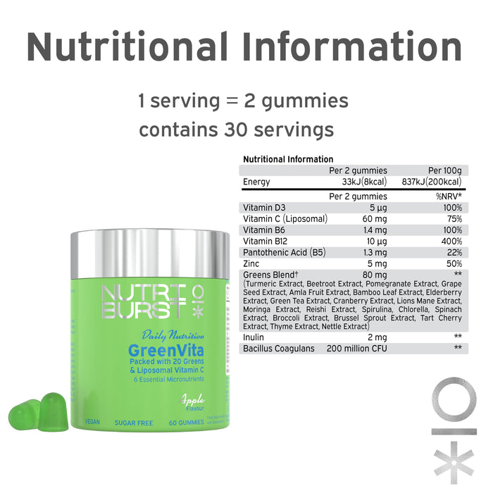 Nutriburst Greenvita 120g - Combination Multivitamins & Minerals at MySupplementShop by Nutriburst