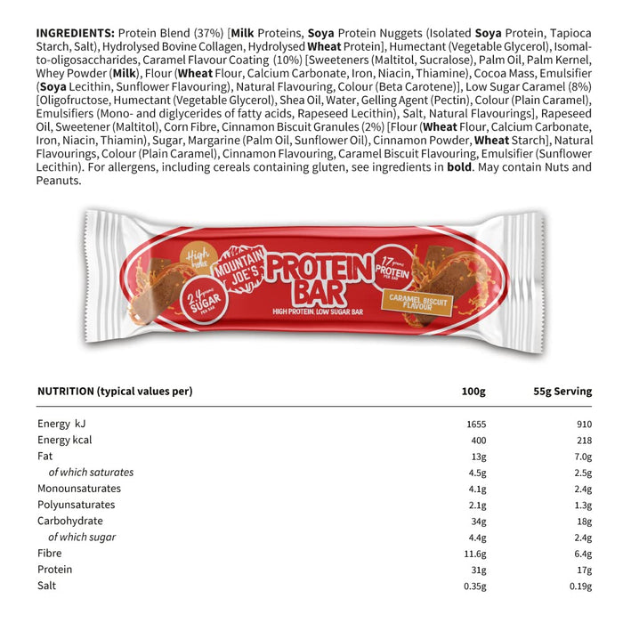 Mountain Joes Protein Bar 12x55g - High Protein at MySupplementShop by Mountain Joes