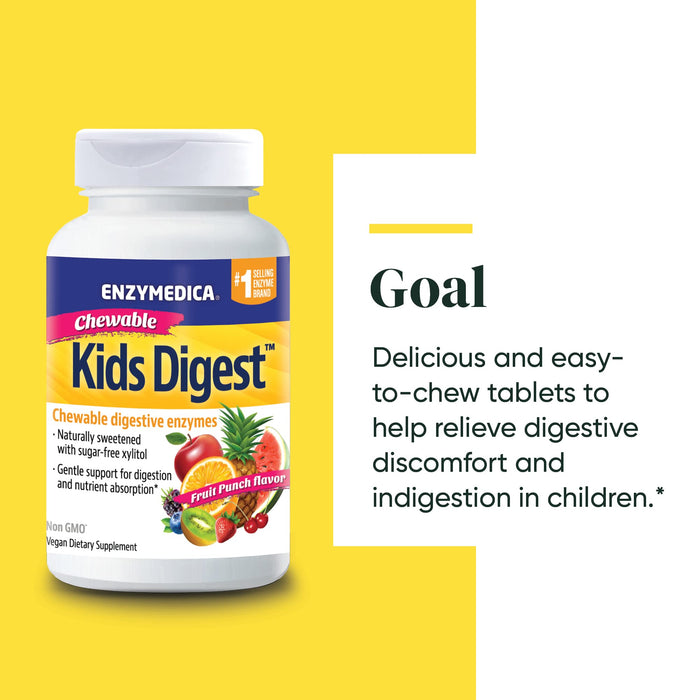 Enzymedica Kids Digest, Fruit Punch - 60 chewables - Nutritional Supplement at MySupplementShop by Enzymedica