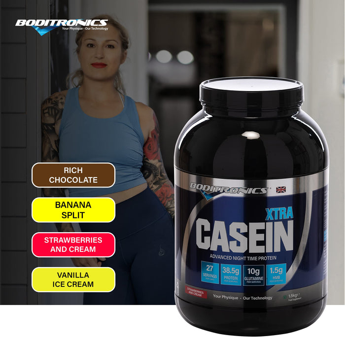 Casein Xtra Strawberries & Cream 1.5kg - Sports Nutrition at MySupplementShop by Boditronics