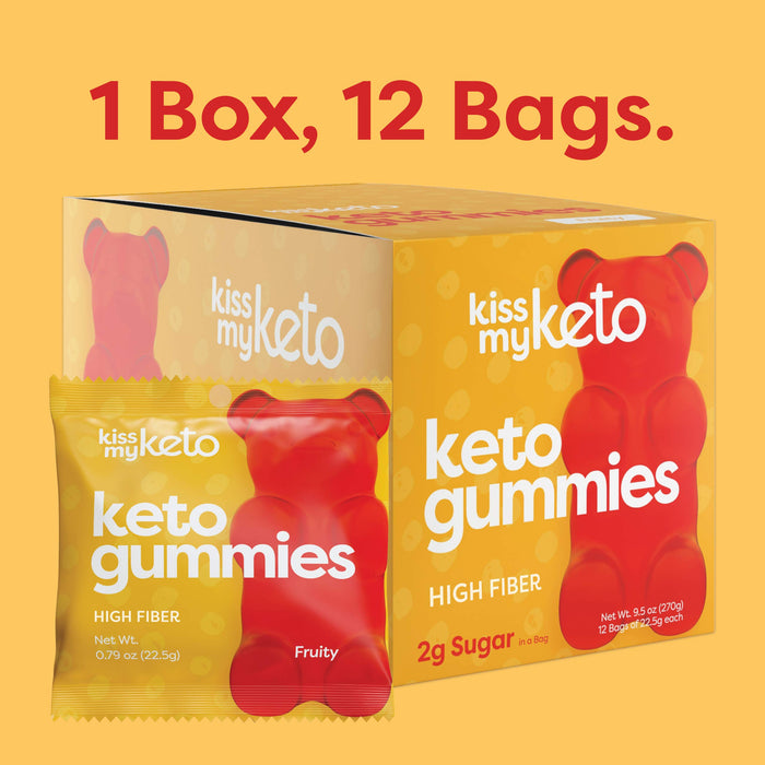 Kiss My Keto Gummy Bears Keto Gummies, Fruity - 12 x 23g - Fruit & Chewy at MySupplementShop by Kiss My Keto