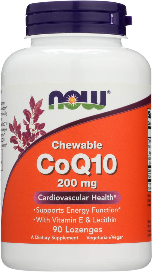 NOW Foods CoQ10 with Lecithin & Vitamin E, 200mg (Chewable) - 90 lozenges - Health and Wellbeing at MySupplementShop by NOW Foods