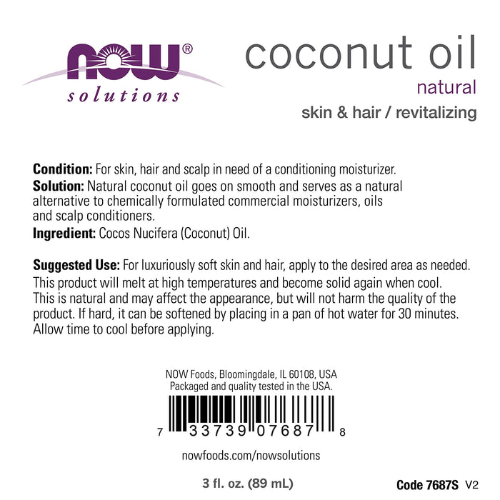 NOW Foods Coconut Oil - Skin & Hair Revitalizing - 89 ml. - Health and Wellbeing at MySupplementShop by NOW Foods