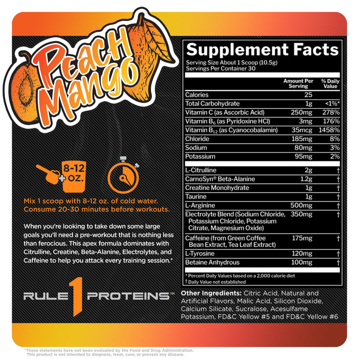 Rule One Roar, Peach Mango - 315g - Nutritional Supplement at MySupplementShop by Rule1