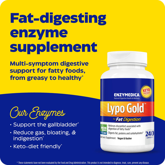 Enzymedica Lypo Gold 240 Capsules - Nutritional Supplement at MySupplementShop by Enzymedica