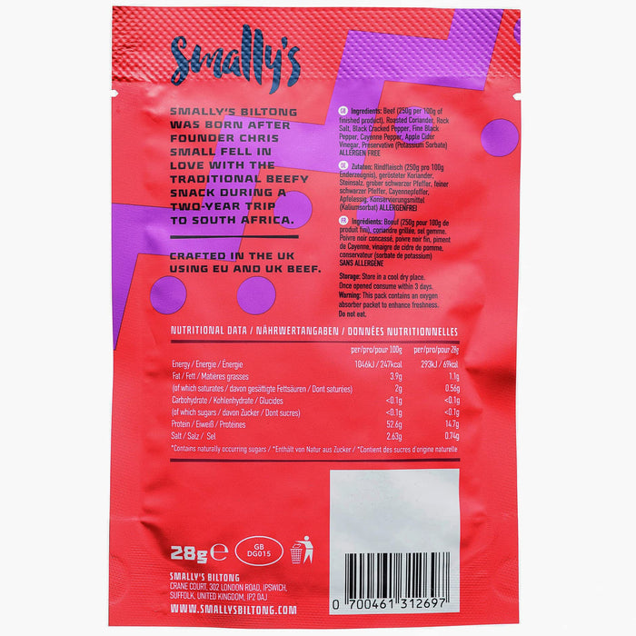 Smally's Biltong 10x28g Chilli - Jerky at MySupplementShop by Smally's Biltong