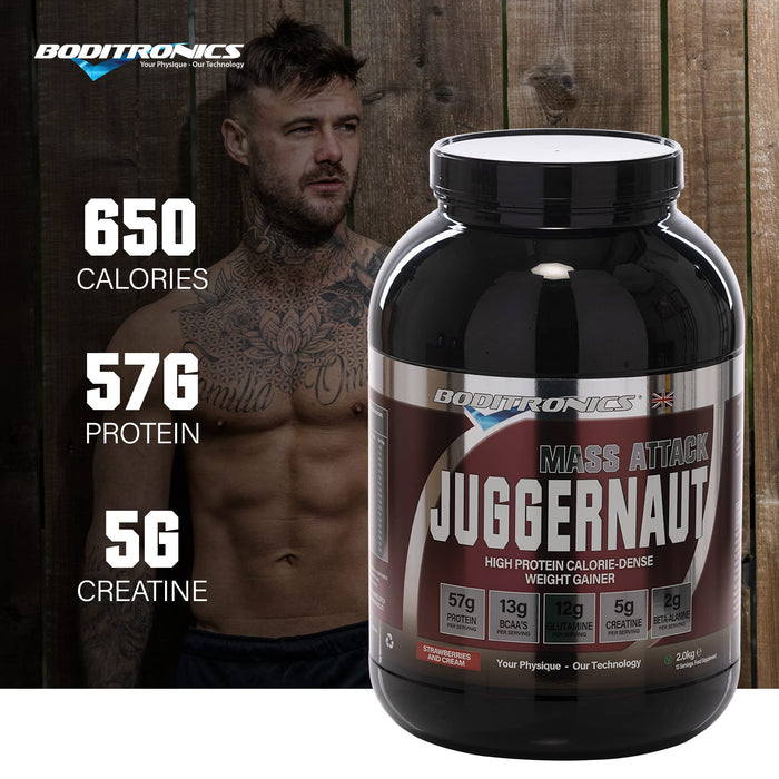 Mass Attack Juggernaut Strawberries & Cream 2Kg - Sports Nutrition at MySupplementShop by Boditronics