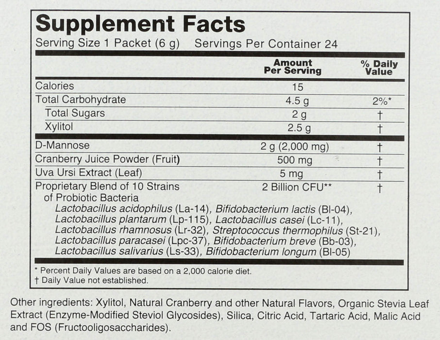 NOW Foods Cranberry Mannose + Probiotics - 24 packets - Health and Wellbeing at MySupplementShop by NOW Foods