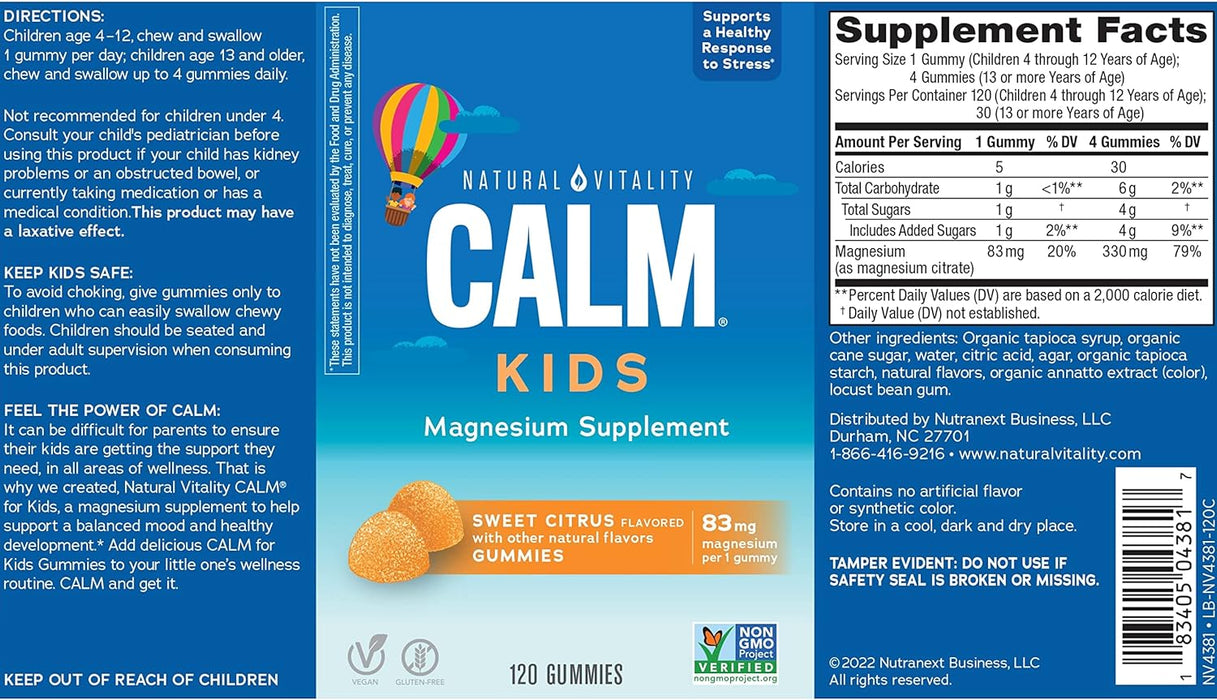 Natural Vitality Calm Kids Gummies, Sweet Citrus - 60 gummies - Sports Supplements at MySupplementShop by Natural Vitality