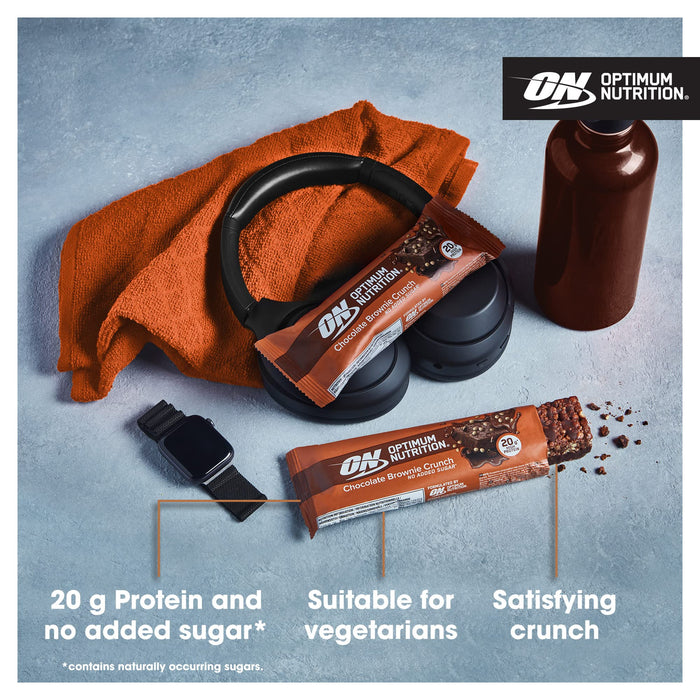 Optimum Nutrition Crunch Bar 10x65g Choc Brownie - Diet & Nutrition at MySupplementShop by Optimum Nutrition