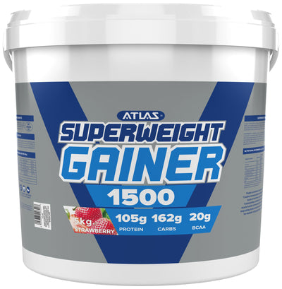 Atlas Superweight Gainer 1500 - Strawberry 5kg - Weight Gainers & Carbs at MySupplementShop by Atlas