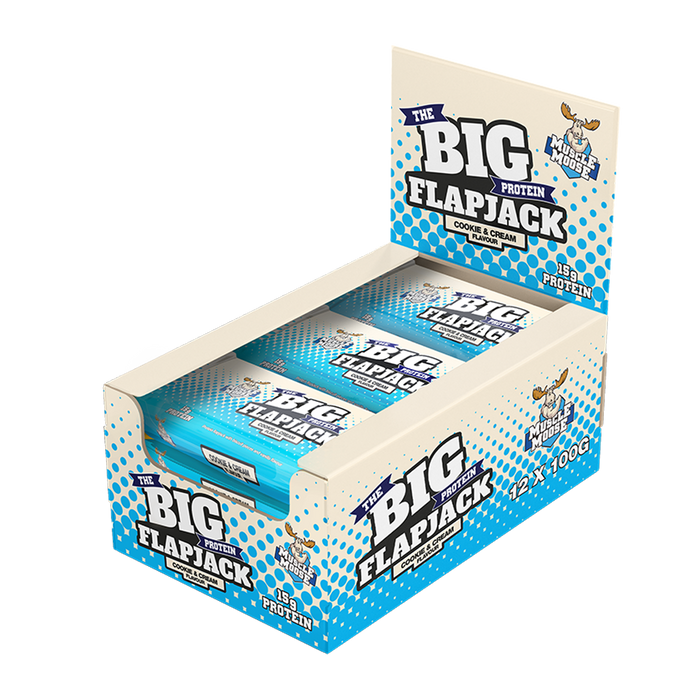 Muscle Moose Big Protein Flapjack 12x100g - Cookies & Cream - Protein Flapjack at MySupplementShop by Muscle Moose