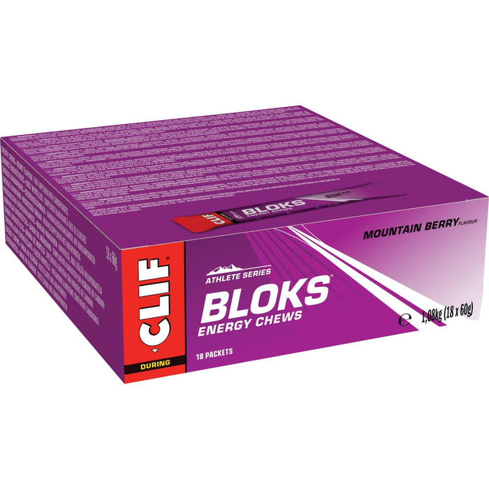 CLIF BLOK Energy Chews - Fuel Your Performance 18 x 60g - Mountain Berry - Sports Nutrition at MySupplementShop by CLIF