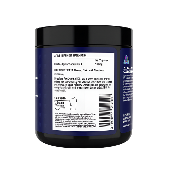 Alpha Neon Creatine HCL Blue Slush Flavour 225g - Advanced Absorption for Strength & Performance