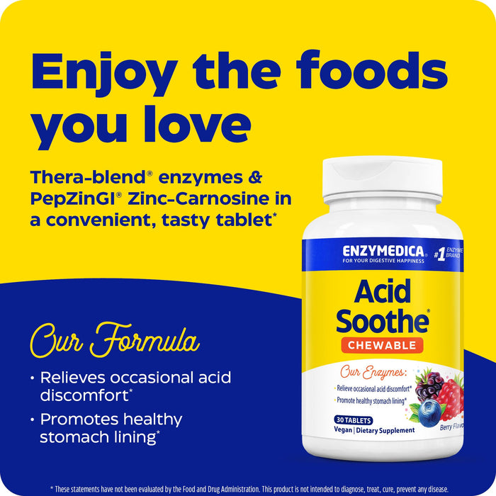 Enzymedica Acid Soothe, Beere, 30 Chewables