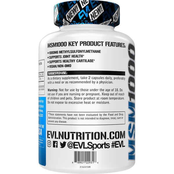 EVLution Nutrition MSM 1000 - 120 caps 60 Servings - Supplements at MySupplementShop by EVLution Nutrition