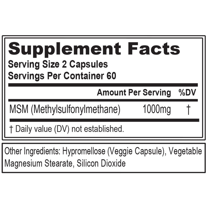 EVLution Nutrition MSM 1000 - 120 caps 60 Servings - Supplements at MySupplementShop by EVLution Nutrition