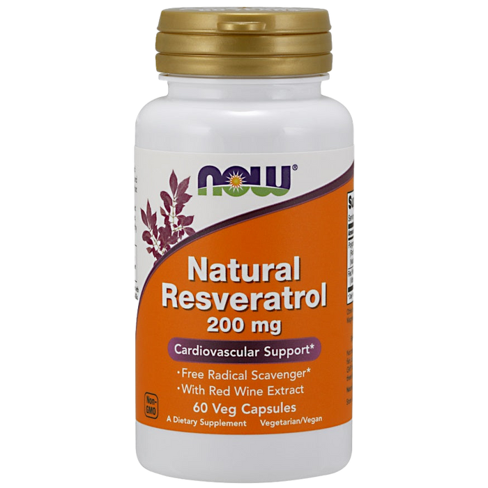 NOW Foods natürliches Resveratrol mit Rotweinextrakt, 200 mg – 60 Kapseln