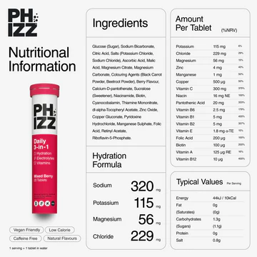 Phizz Mango 3-in-1-Brausetabletten mit Feuchtigkeit, Elektrolyten und Vitaminen, 12 x 20 Tabletten, Mango