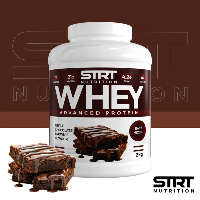 STRT Nutrition Whey Protein 2kg – 21g Protein, 67 Servings, Multiple Flavours