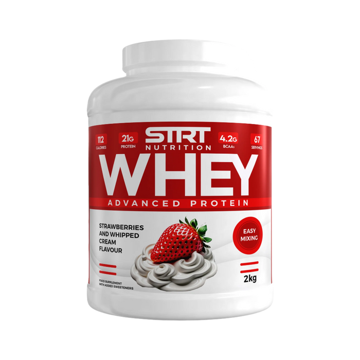 STRT Nutrition Whey Protein 2kg – 21g Protein, 67 Servings, Multiple Flavours