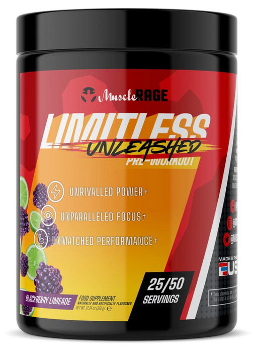 Muscle Rage Limitless Unleashed Pre-Workout by Muscle Rage: The Key to Unsurpassed Performance 350g - Sports Supplements at MySupplementShop by Muscle Rage