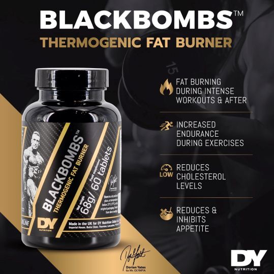 DY Nutrition Black Bombs Fat Burner Supplement 60 Tabs Unflavoured - Sports & Nutrition at MySupplementShop by DY Nutrition