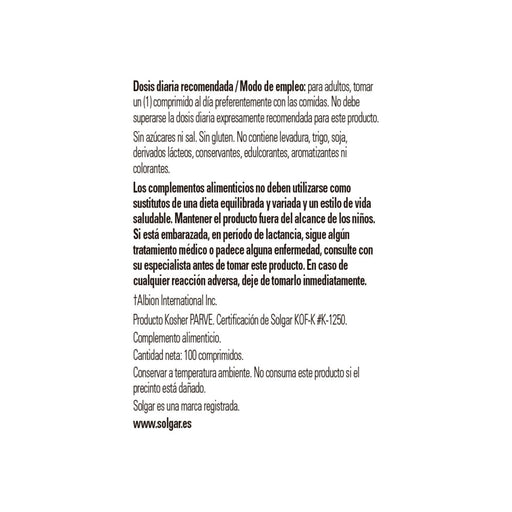 Solgar Chelated Copper 100 TAB