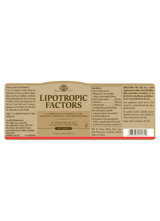Solgar Lipotropic Factor 20x100 TAB