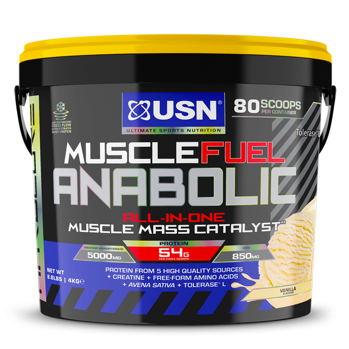 USN Muscle Fuel Anabolic 4kg | All-in-one Protein Powder - Vanilla - Whey Proteins at MySupplementShop by USN