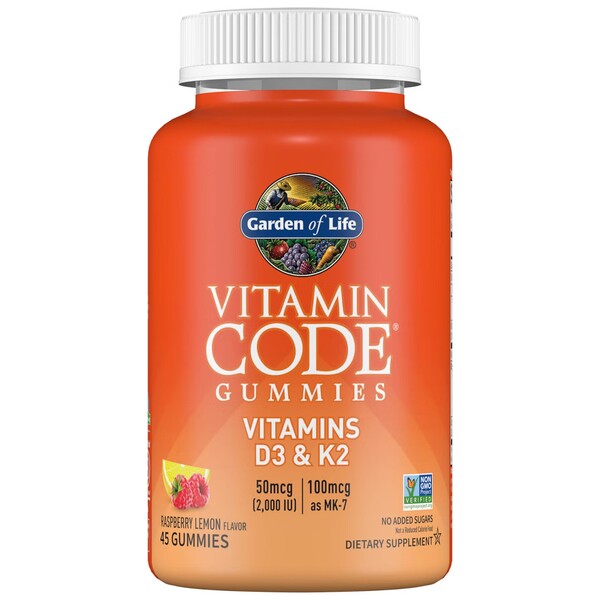 Vitamin Code Gummies Vitamins D3 & K2, Raspberry Lemon - 45 gummies - Sports Nutrition at MySupplementShop by Garden of Life