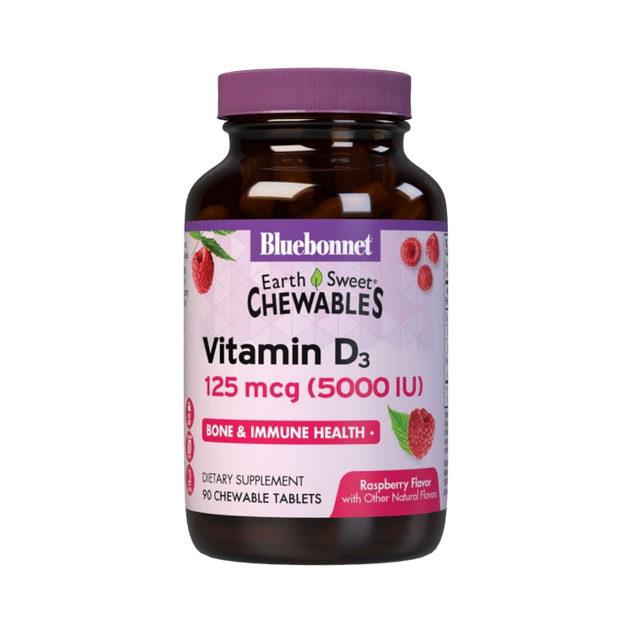 Bluebonnet Earthsweet Chewables Vitamin D3 5,000iu 90 Raspberry Tablets