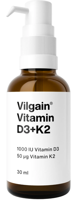 Vilgain Vitamin D3 + K2 Liquid Drops, 30ml - Vegan, High Absorption Formula