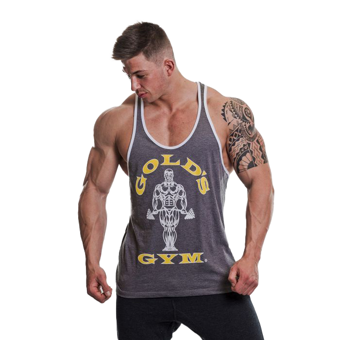 Golds Gym Muscle Joe Contrast Stringer - Grey/White