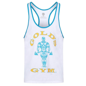 Golds Gym Muscle Joe Contrast Stringer - White/Turquoise - Stringer at MySupplementShop by Gold's Gym