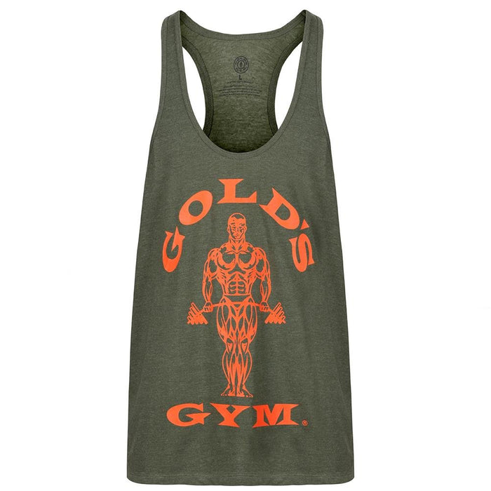 Golds Gym Muscle Joe Premium Stringer - Army Marl/Orange - Small - Stringer at MySupplementShop by Gold's Gym