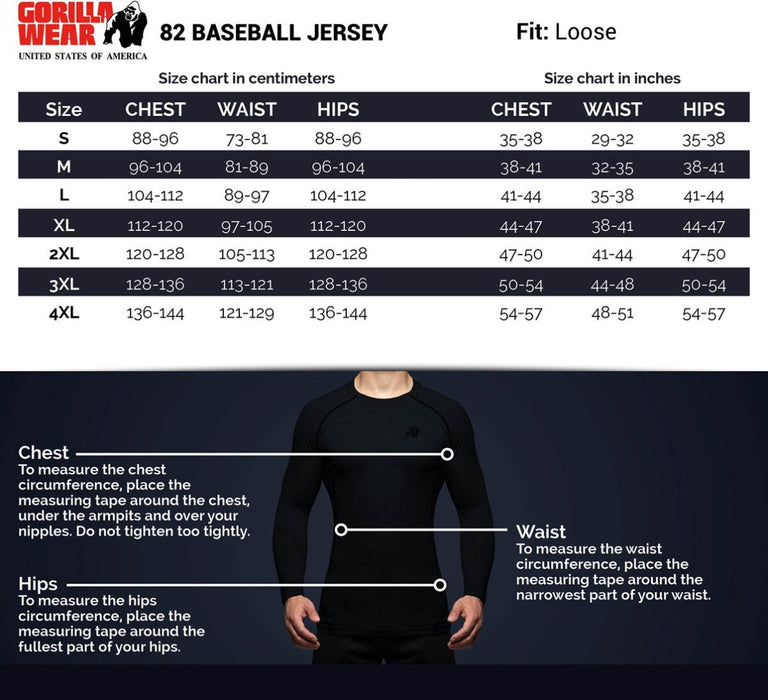 Gorilla Wear 82 Baseball Jersey Black - XXL - Jersey at MySupplementShop by Gorilla Wear