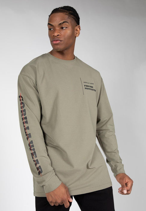 Gorilla Wear Boise Oversized Long Sleeve - Army Green - Medium - Long Sleeve at MySupplementShop by Gorilla Wear