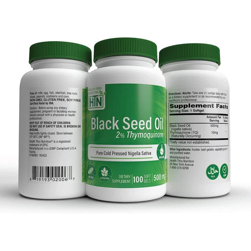 Health Thru Nutrition Black Cumin Seed Oil 500mg 100 Softgels - Brain & Memory at MySupplementShop by Health Thru Nutrition