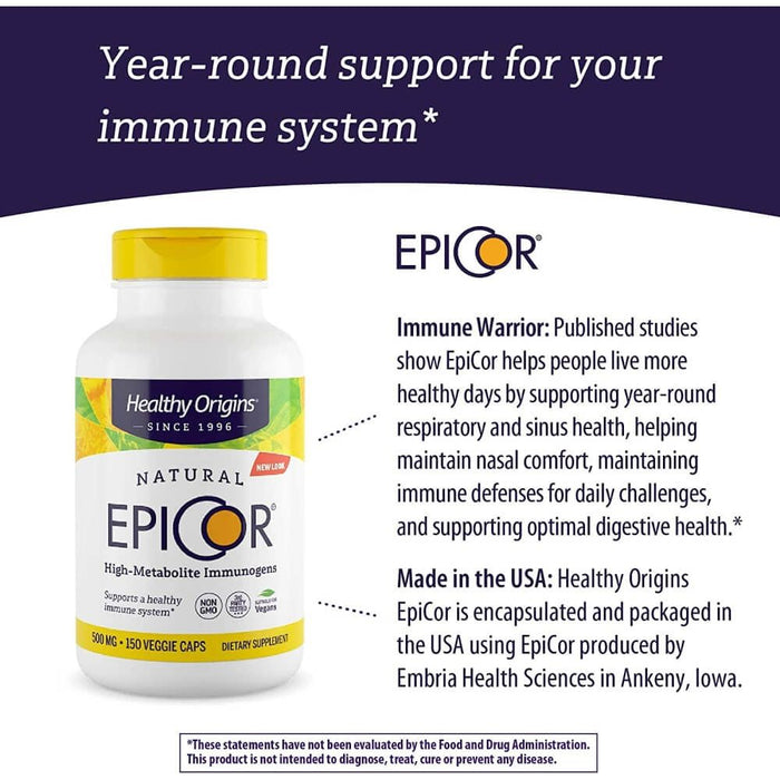 Healthy Origins Epicor 500 mg 60 Veggie Capsules - Immune Support at MySupplementShop by Healthy Origins