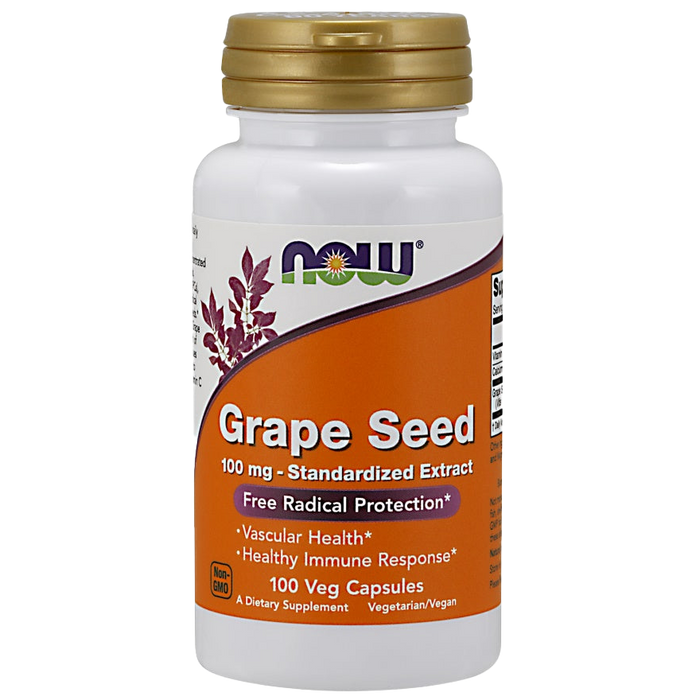 NOW Foods Grape Seed Standardized Extract, 100mg - 100 vcaps